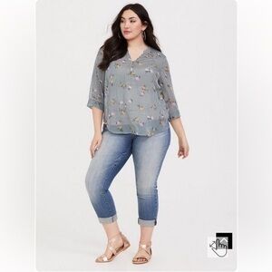 Torrid | Striped Semi Sheer Blouse With A Hint Of Metallic Thread